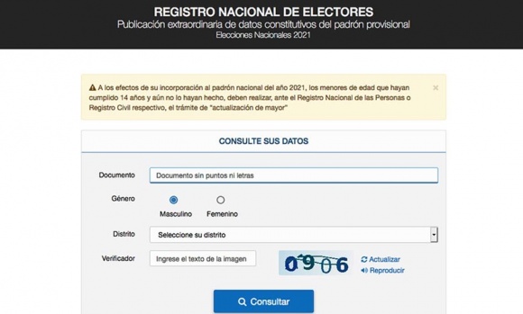 Ya se puede consultar el padrón electoral provisorio para las elecciones 2021