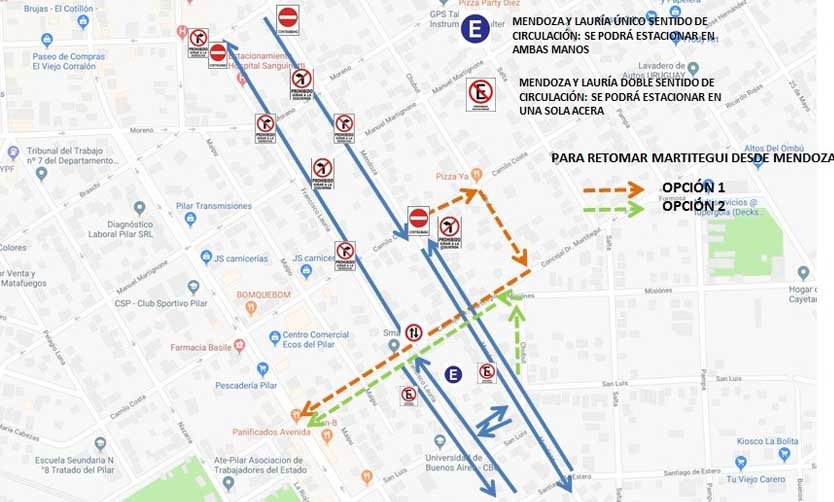 Para agilizar el tránsito, habrá un nuevo cambio de circulación en calles de Pilar